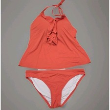 Michael Kors Swimsuit 2 Pc Size L Terracotta Ruffled Coastal Beach Travel Cruise