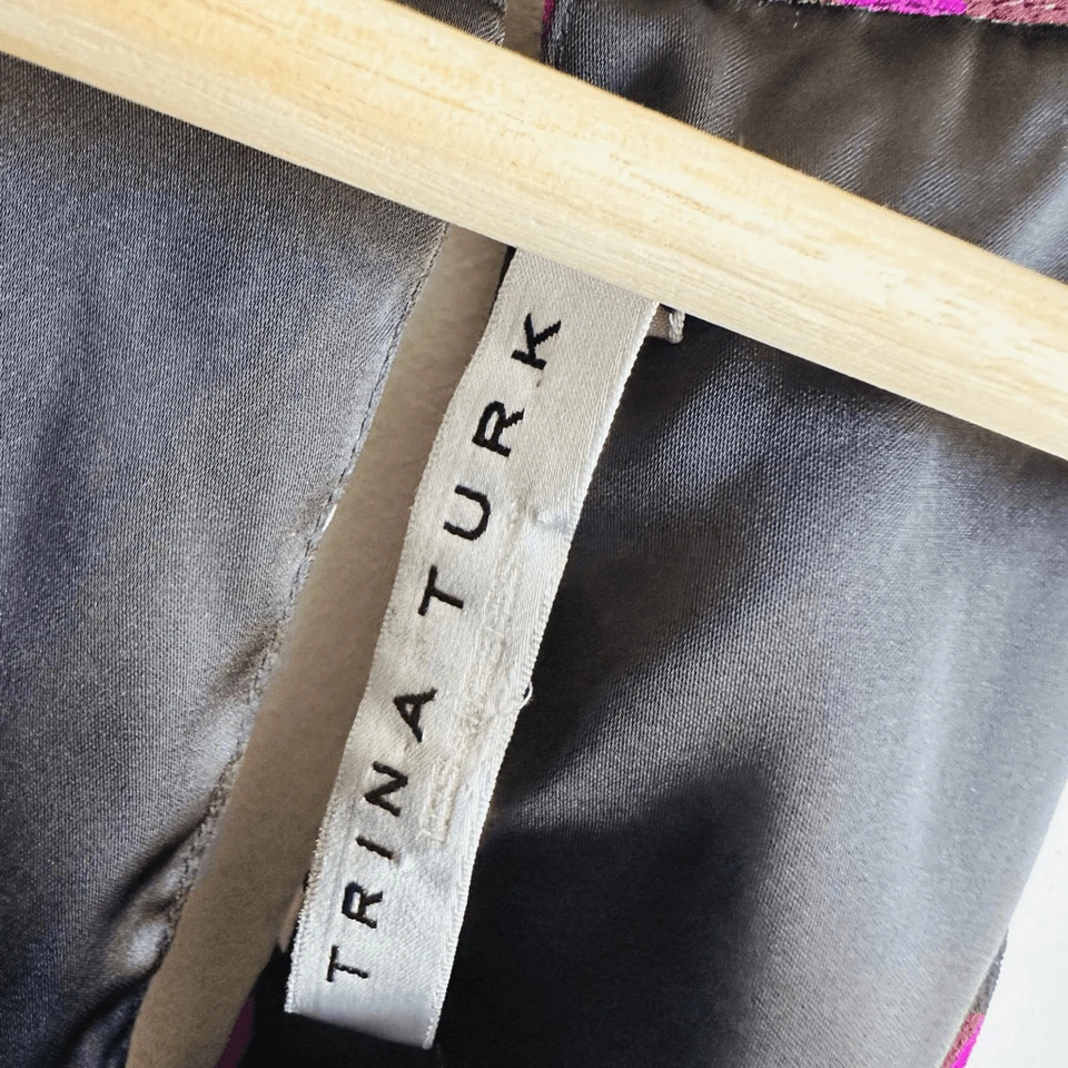 Trina Turk Multicolor Estampado Animal Halter Top Cadena Dorada Correas Talla Pequeña Foto 3 de 4