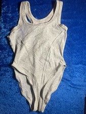 Vintage Danskin Sportswear Bodysuit Leotard Gray Medium FLAW AS IS