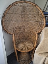 Iconic Vintage 1970s Rattan Peacock Chair High Back Brown/Black,
