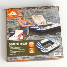 Ozark Trail Inflatable Floating Cooler Float, Rectangle, Blue White Black