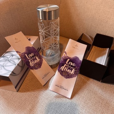Vita Juwel ViA Crystal Wellness Glass Water Bottle 16.9oz Tumbler New In Box