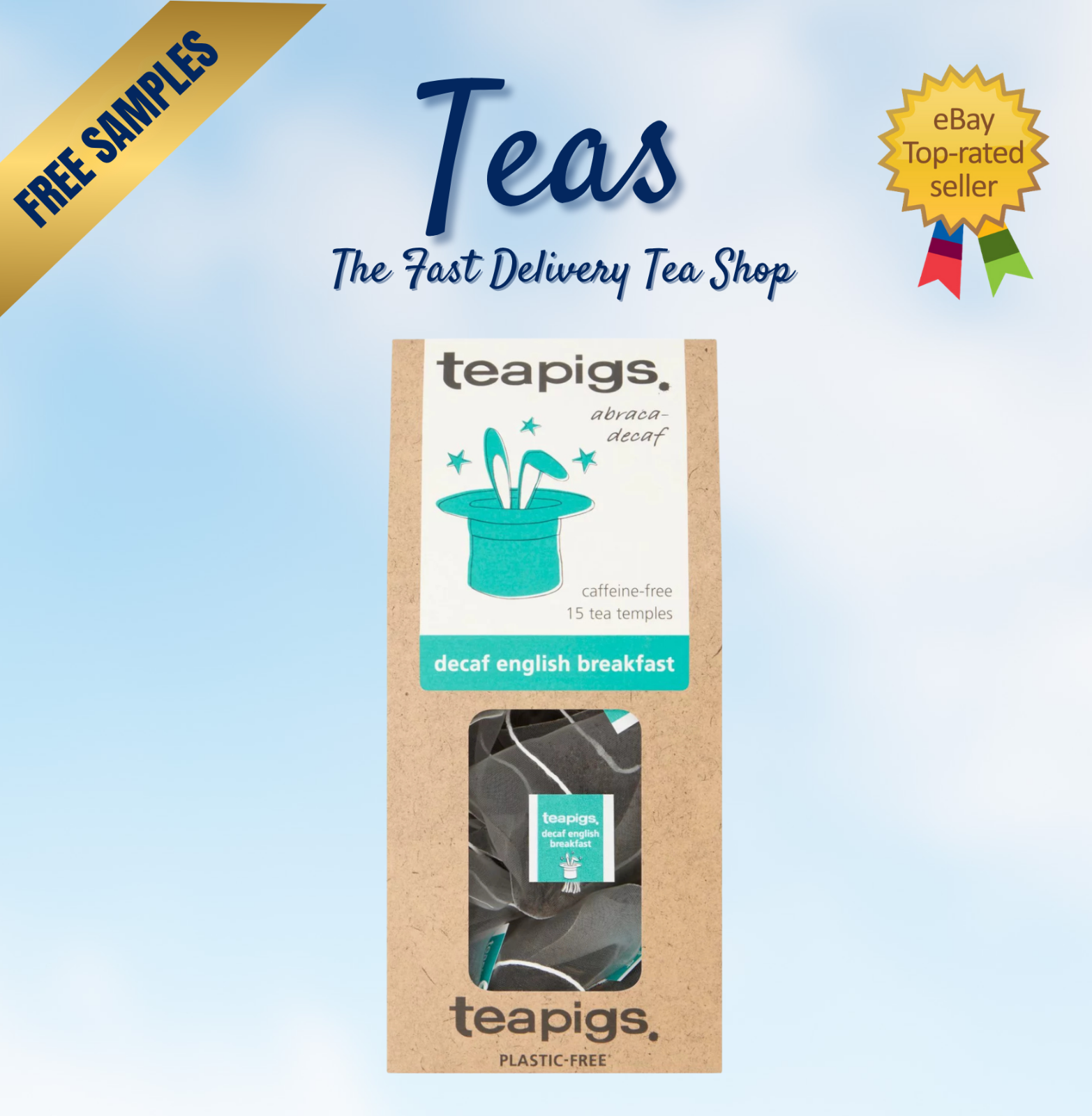 Teapigs DECAF/DECAFFEINATED ENGLISH BREAKFAST BLACK TEA | 15 Bag | FREE SAMPLES!