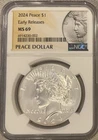2024 Peace Silver Dollar NGC Graded MS69 Early Releases!