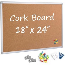 Cork Board Bulletin Board 24x18 Inch Silver Aluminium Framed Wall Notice