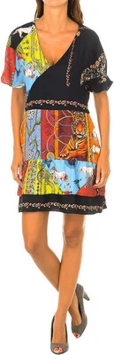 Desigual Women's Dress A-Line Short Multicolour Abstract V-Neck 36 18WWVW42 - Bild 1 von 4