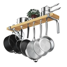 Wall Mounted Wooden Pot Rack 36 by 8-Inch