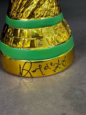 Ronaldinho Signed Replica World Cup Trophy Brazil Soccer PSA