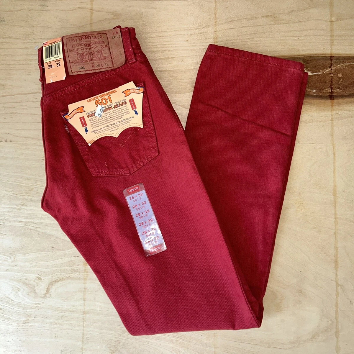 Vintage Levi's 501xx Denim Red Jeans USA Made 501-0680 90s Size 26x30 | eBay