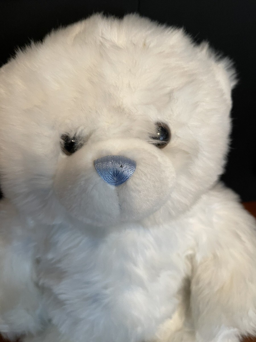 Vintage Build a Bear Workshop BABW White Bear Blue Nose Plush