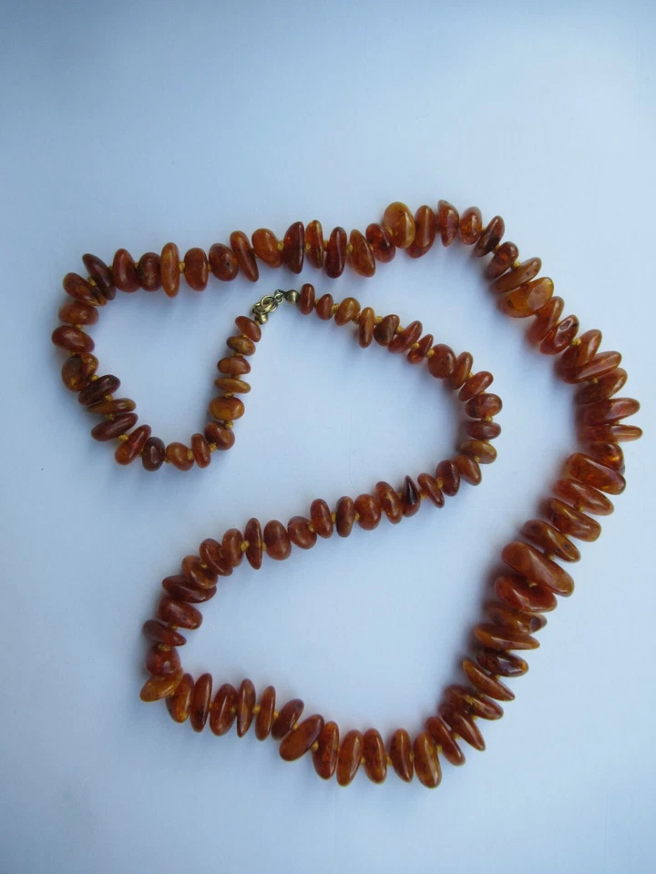 ANCIEN JOLI COLLIER AMBRE 35 G 62 CM ANTIQUE OLD AMBER NECKLACE - Photo 4/4