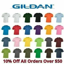 Gildan Mens T Shirts 5000 Solid Heavyweight Cotton Short Sleeve Blank Tee S-3XL