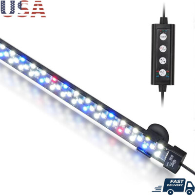 Submersible Aquarium LED Light Full Spectrum Timer Adjustable IP68 Waterproof US