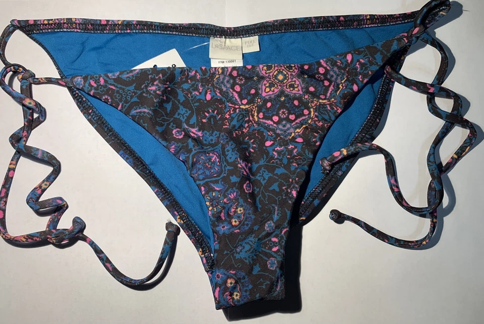 L*Space BIKINI BOTTOM $88 LILY JULITTA Swimsuit Side Tie Mulit USA BLUE FUSHIA - Image 4 of 4