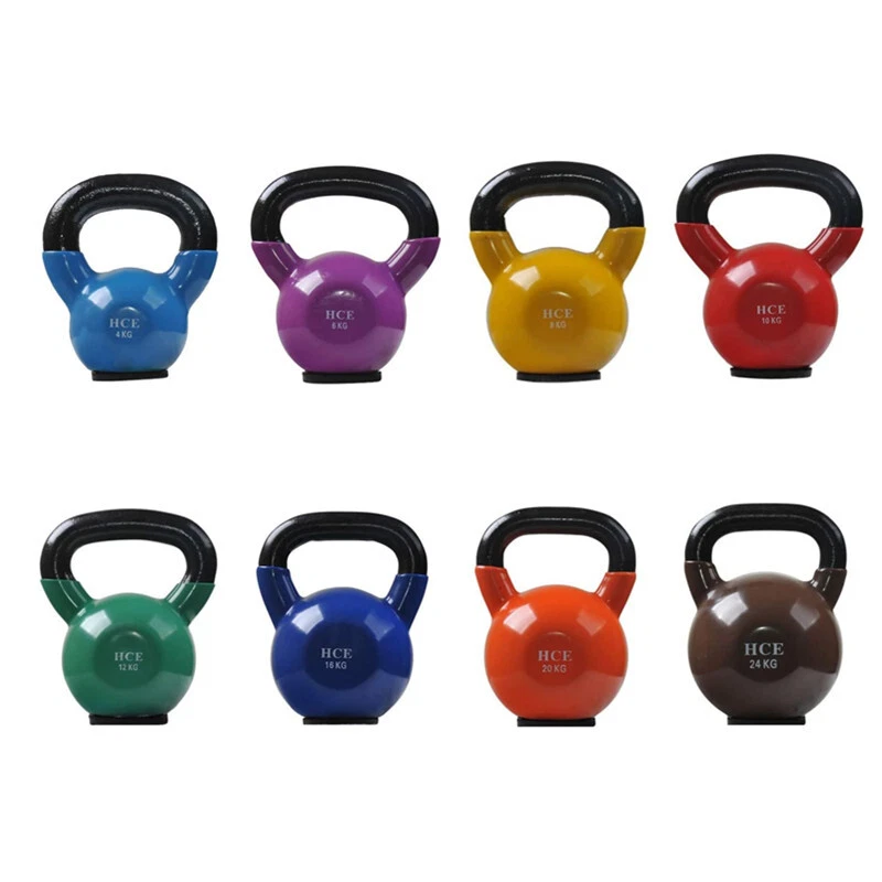 4kg-24kg  Solid Cast Iron Vinyl Coated Kettlebells Crossfit Strength Kettlebell