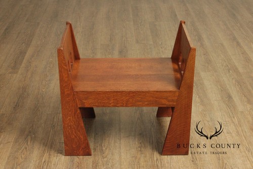 Stickley Mission Collection Oak Limbert Cafe Bench - Picture 11 of 14
