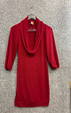 Murrangbee Red Sweater Dress Vintage Cowl Neck Stretch Women's Size M