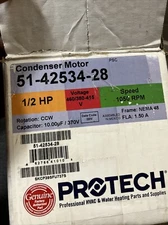 Genteq Condenser Motor - 1/2 HP, 1 Phase, 1 Speed, 380-415/460V, 1050 RPM -
