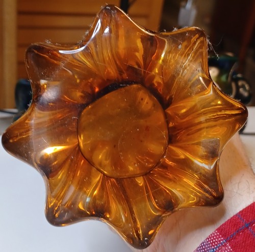 MURANO Double Epergne Italian Handblown Glass VASE green & topaz yellow - Picture 3 of 4