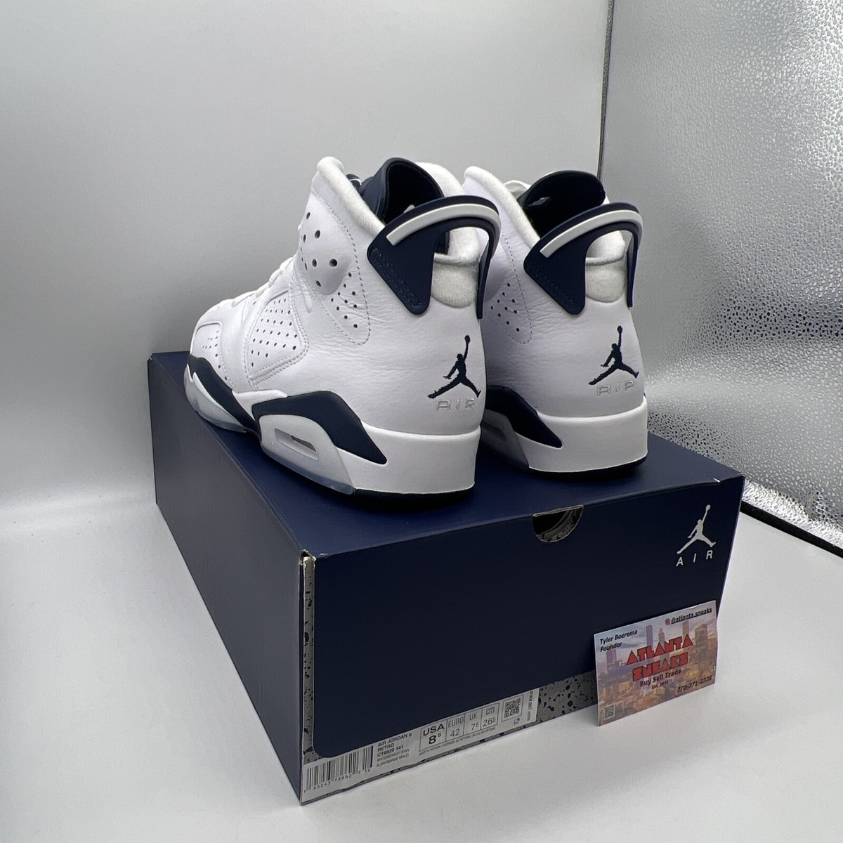 Size 8.5 - Jordan 6 Retro Midnight Navy Brand New Og All White