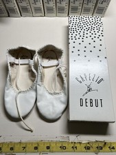 New BALLET SLIPPERS DANCE SHOES Leather Capezio VINTAGE White Child 230C 12.5 W