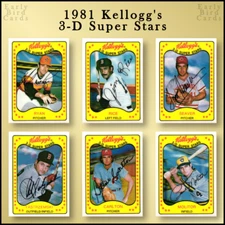 1981 Kellogg's 3-D Super Stars (1-66) / U Pick Cards - Build Set / Buy4+ Save30%