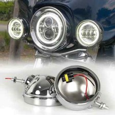 2x 4.5" LED Passaporto Fendinebbia Copertura Carter per Harley Honda