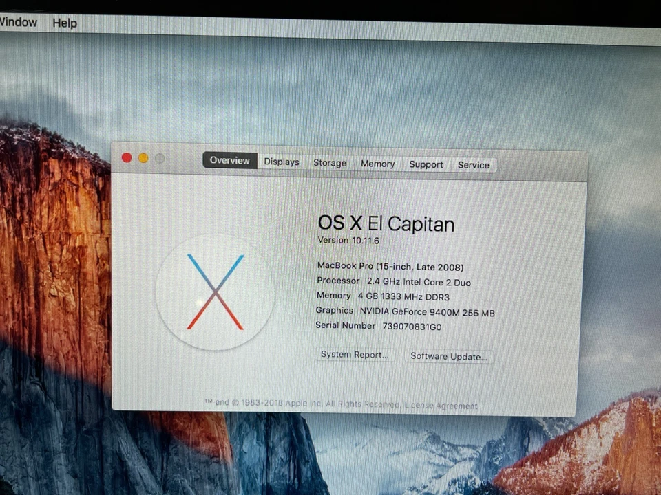 Apple MacBook Pro A1286 Late 2008 15" Core 2 Duo 4GB 120GB SSD El Capitan Laptop - Image 2 of 4