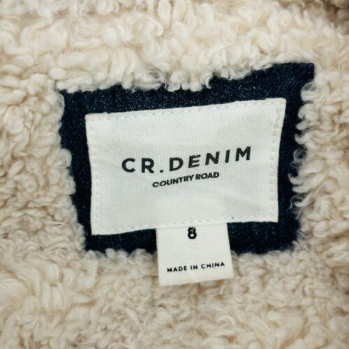 Country Road Womens Denim Sherpa Jacket Boxy Cropped Lined Blue Size 8 - Picture 6 of 8