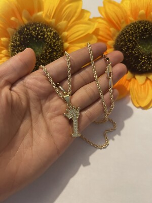 Alphabet Initial Letter Crown Pendant Rope Chain Hip Hop Unisex 