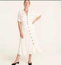 J Crew Ivory Button Down Camp Dress Size 12 EUC