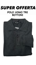 Maglione Polo Uomo Invernale Lana Cashmere Maglia Colletto Tre Bottoni Classico
