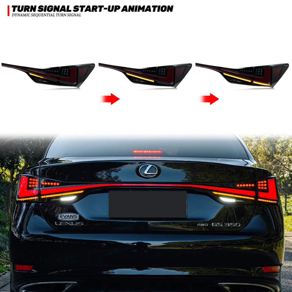Luces traseras LED para Lexus GS350 GS200t GSF 2012-2020 luces traseras secuenciales negras Foto 3 de 4