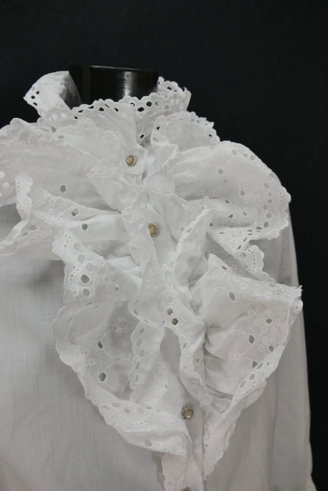 Gr.48 Trachtenbluse weiß Bluse für Dirndl AS Baumwolle mit Spitze TB10146 - Bild 2 von 4