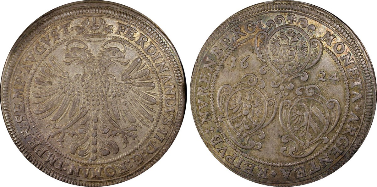 🏆 Top Pop! Germany States Nurnberg 1624 Taler Coin Thaler PCGS MS
