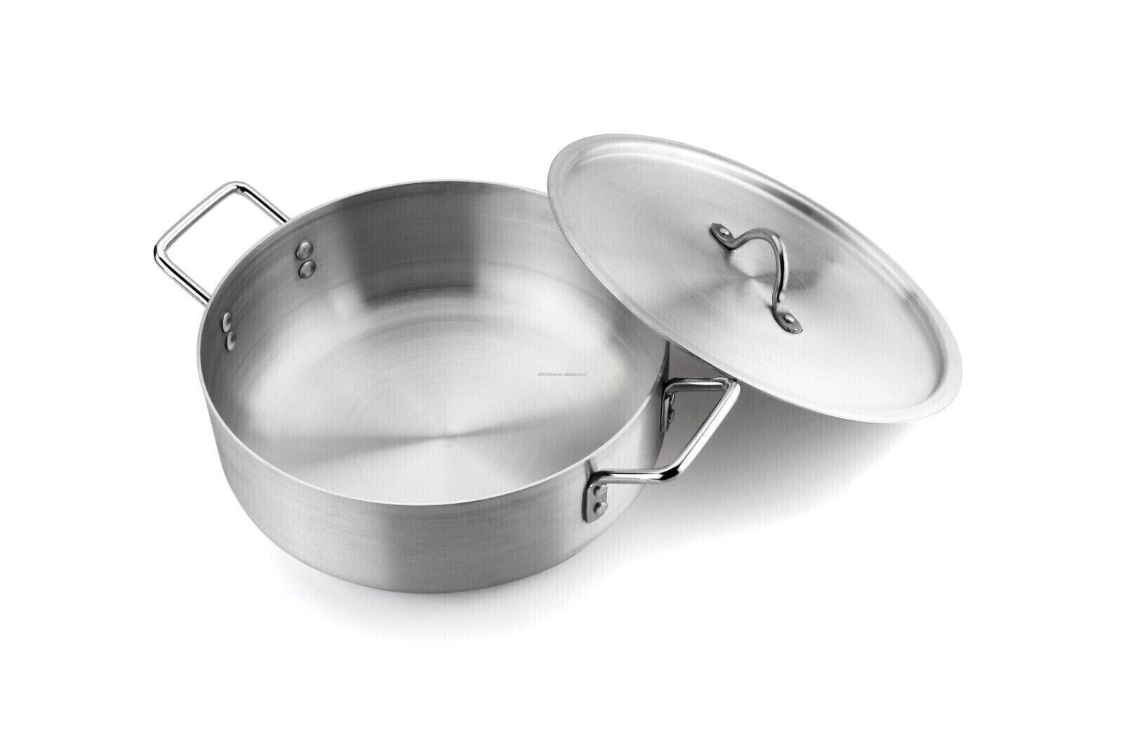 3Pcs Aluminium Casserole Dish Stock Pot Cooking Pot Pan Lid Set