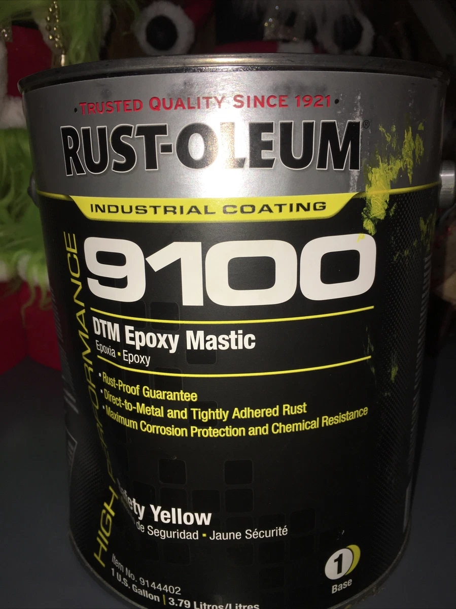 RUST OLEUM 9100 SAFETY YELLOW 9144402 6H386 DTM EPOXY MASTIC. 1