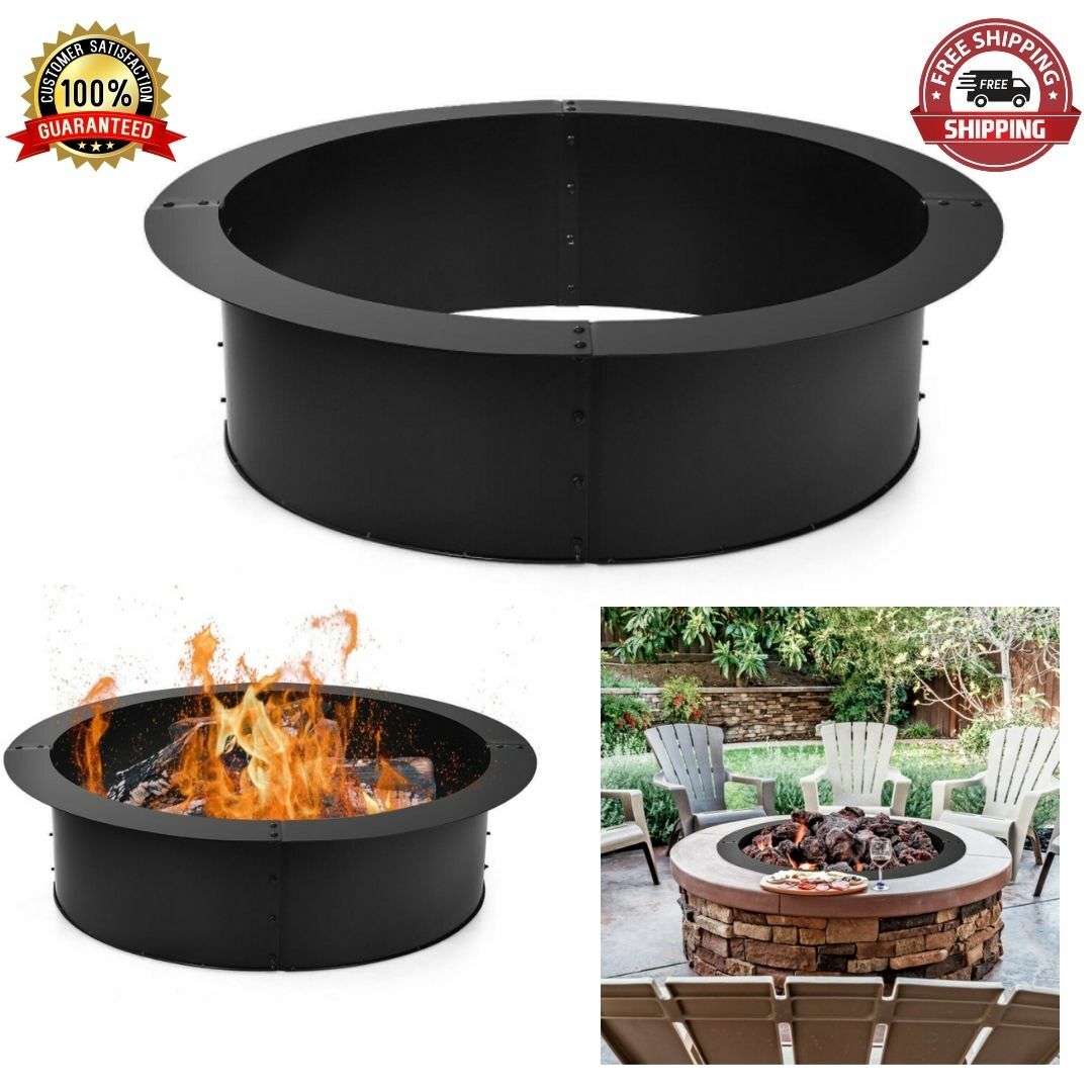 Round 36 Inch Fire Pit Ring Campfire Steel Weather Resistant In Ground Or Above For Sale Online