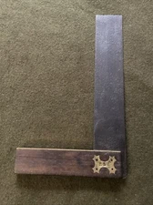 Antique 14" Rosewood Brass Tri Square Carpentry Tool Flex Steel