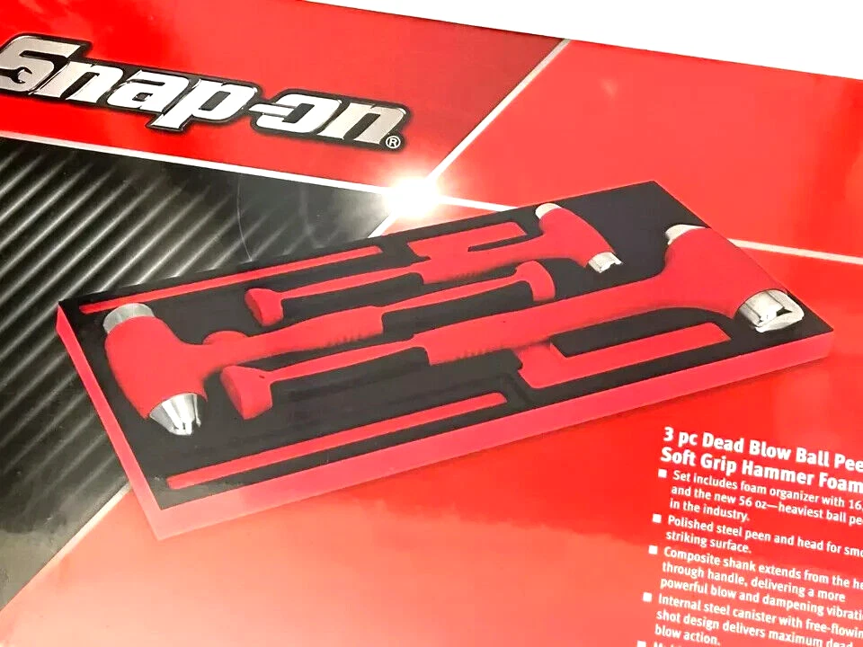 Nuevo Snap-on™ HBBD301FR 3 piezas 16 32 56 oz ROJO Dead Blow Hammer Foam Set HBBD16 Foto 3 de 4