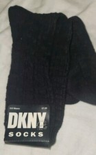 VTG NOS DKNY Black Socks 3-D Weave Size 9-11 Style T56