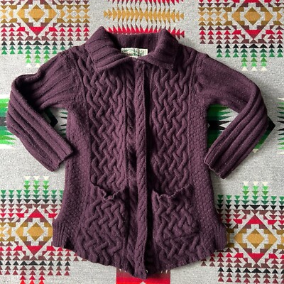 Aran Crafts Sweater Mens Medium Cable Knit Wool Cardigan Zip