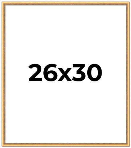 26x30 Frame Beaded Gold Solid Wood Picture Frame | 0.75 Inches Moulding Width |