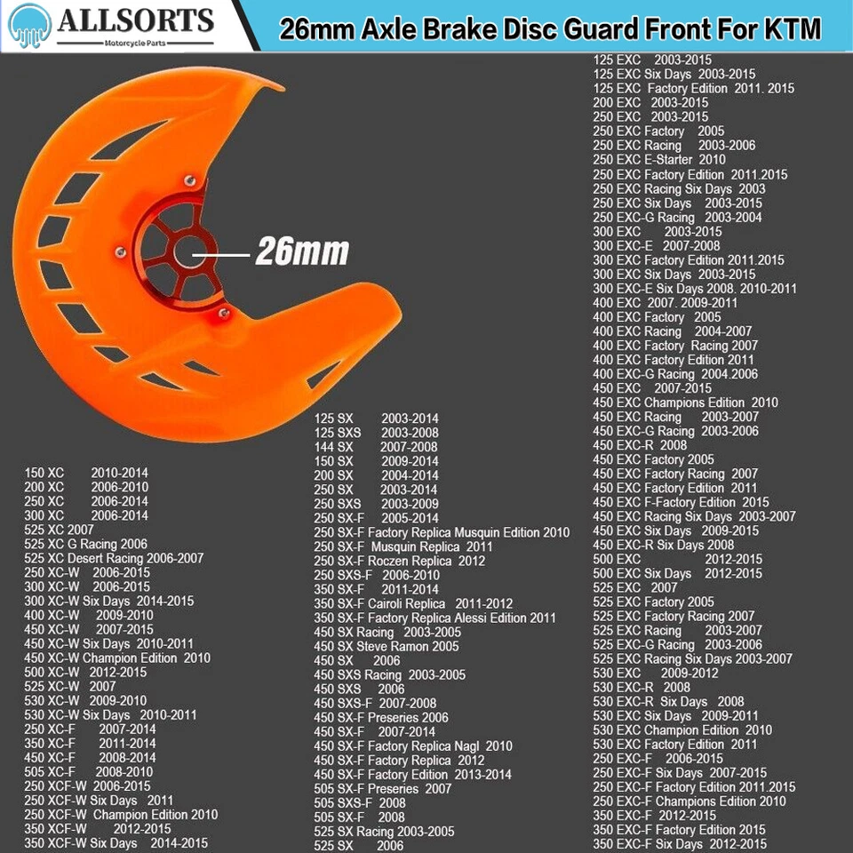 26mm Axle Brake Disc Guard Front For KTM 125 150 250 300 400 SX SXF XC XC-W EXC Foto 2 de 4