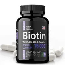 Biotin with Collagen & Keratin - Maximum Strength, Hair Skin and Nail Health