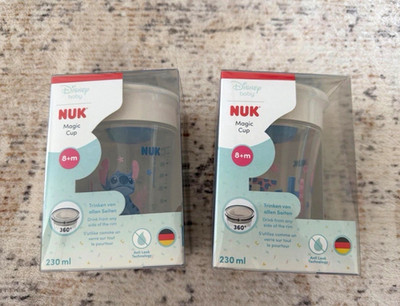 NUK 2x Magic Cup 230 ml ab 8 Monate 360° auslaufsicher Disney Stitch