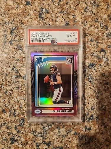 2024 Panini Donruss  Caleb Williams #327 Optic Preview Pink Prizm (RC) PSA 10
