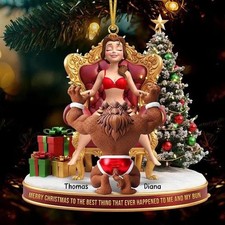 Personalized Funny Couple 2D Flat Ornament, Christmas Keepsake Naughty Couple