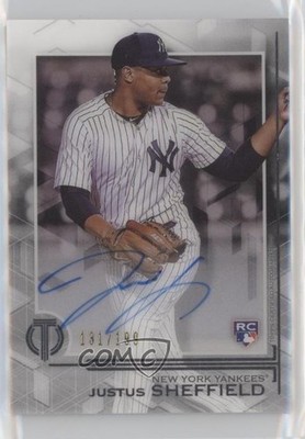 2019 Topps Tribute 131/199 Justus Sheffield #TA-JSH Rookie Auto RC 6fs