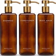 Refillable Shower Dispenser Set Stainless Steel Pumps Modern Organic Decor